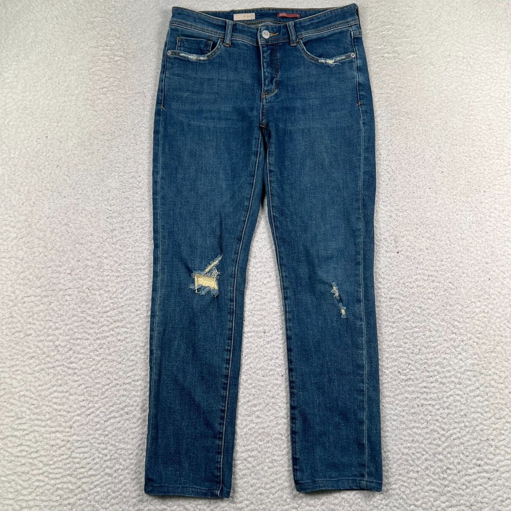 Anthropologie‎ Pilcro Jeans 26 (28) Boyfriend Slim Fit Mid Rise Distressed Denim